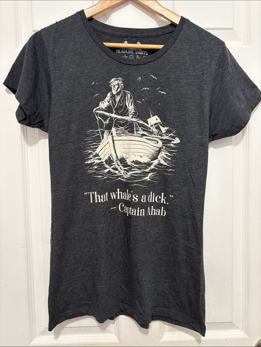 Moby Dick Humorous Dark Grey Graphic Tee